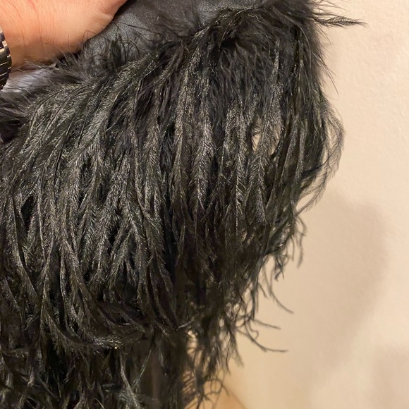 Old time feather trimmed long dress gown - Picture 8 of 8